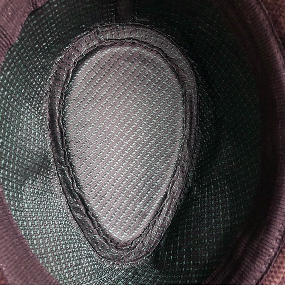 brown houndstooth trilby with emerald green ribbon - Picture 4 of 5